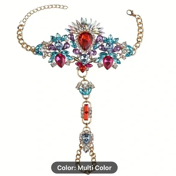 1pcs Exaggerated Personality Mitten Bracelets With Faux Gemstone AB Color - Picture 8 of 9